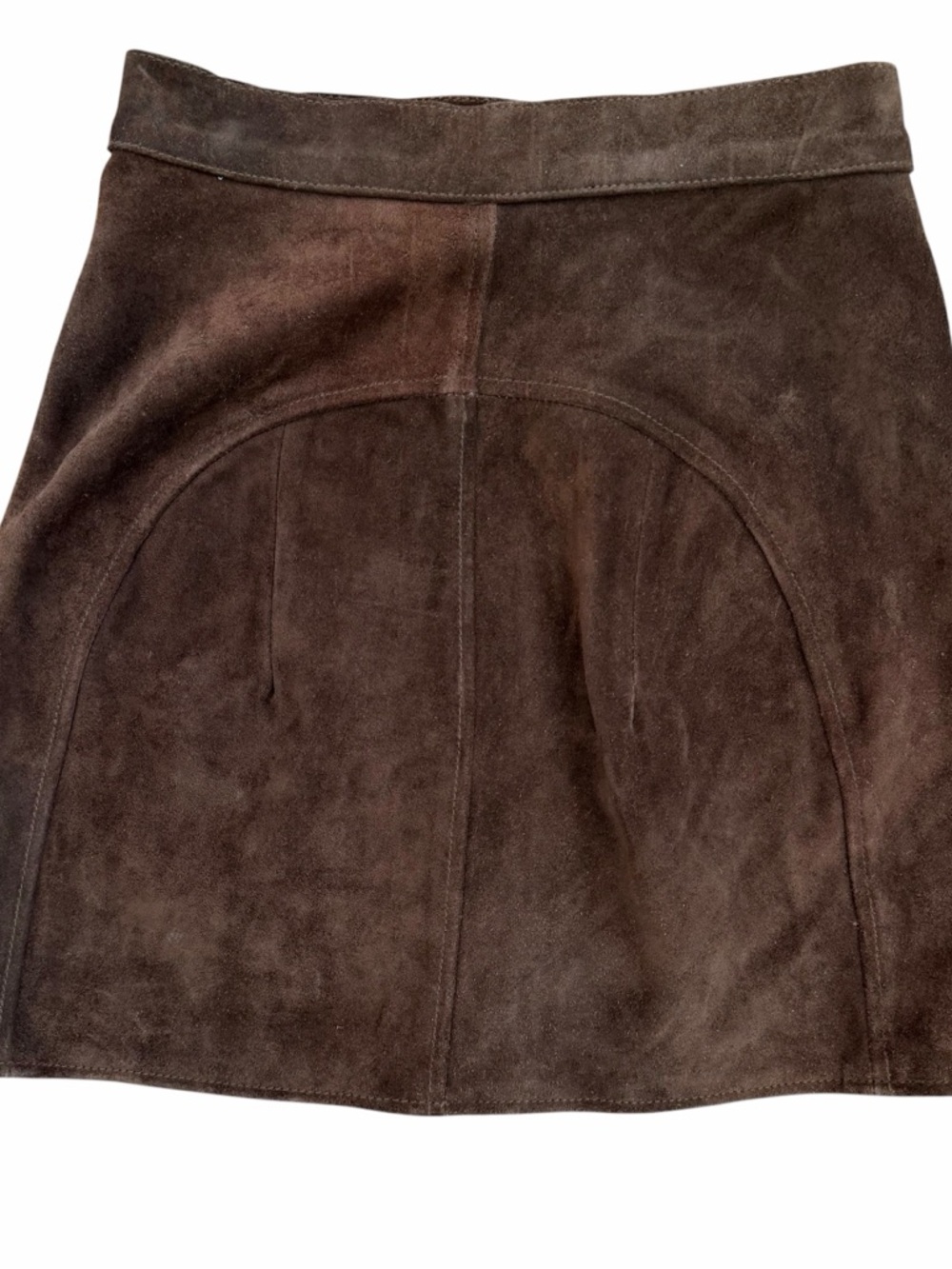 Free People Understated Leather Mini Skirt Brown Suede Button Front Size S - Picture 3 of 5